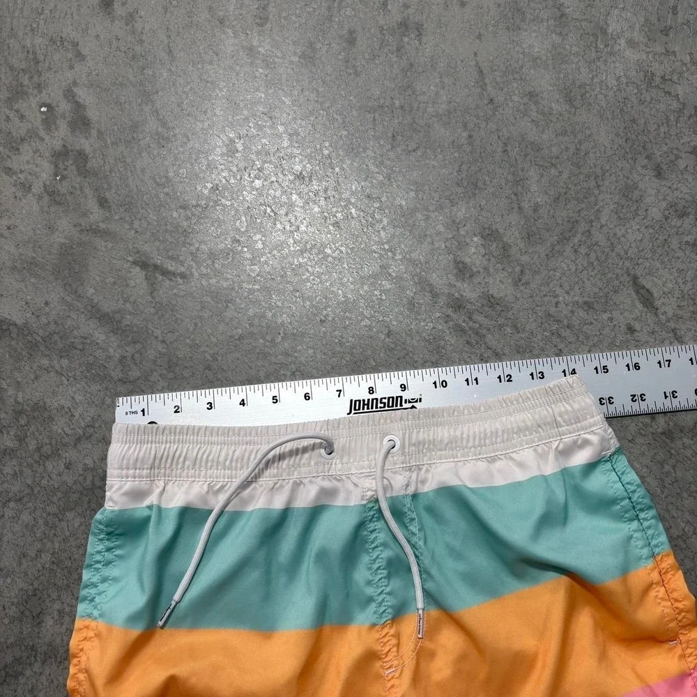 Maamgic Striped Swim Trunks Men's XS Blue White Orange Pink Board Shorts
